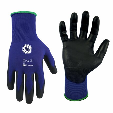 GE PU Dipped Gloves, 18 GA, Gray, 1Pair, S GG206SC